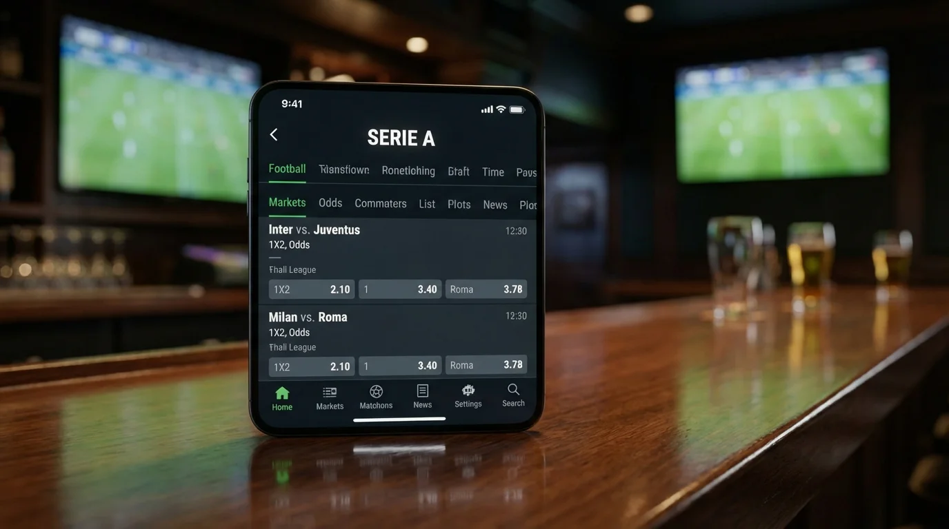 Interfaz de apuestas deportivas mostrando partido de Serie A italiana