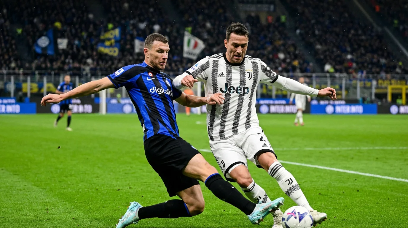 Jugadores de la Serie A italiana durante un partido de fútbol