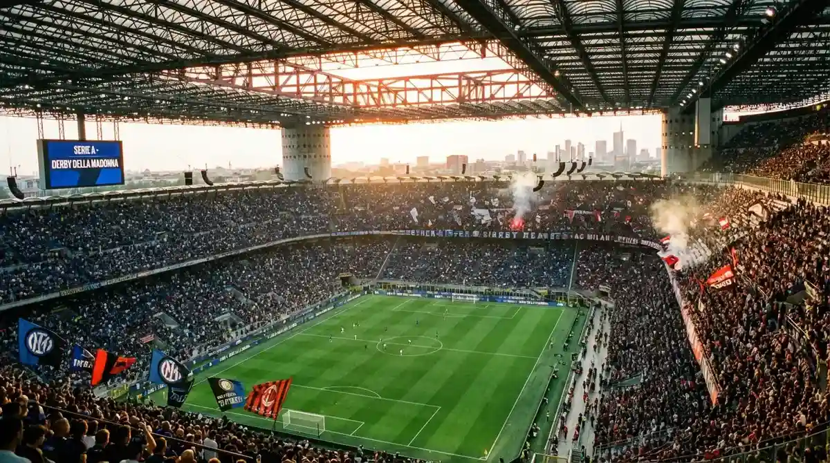 Vista del estadio San Siro durante un partido de Serie A italiana