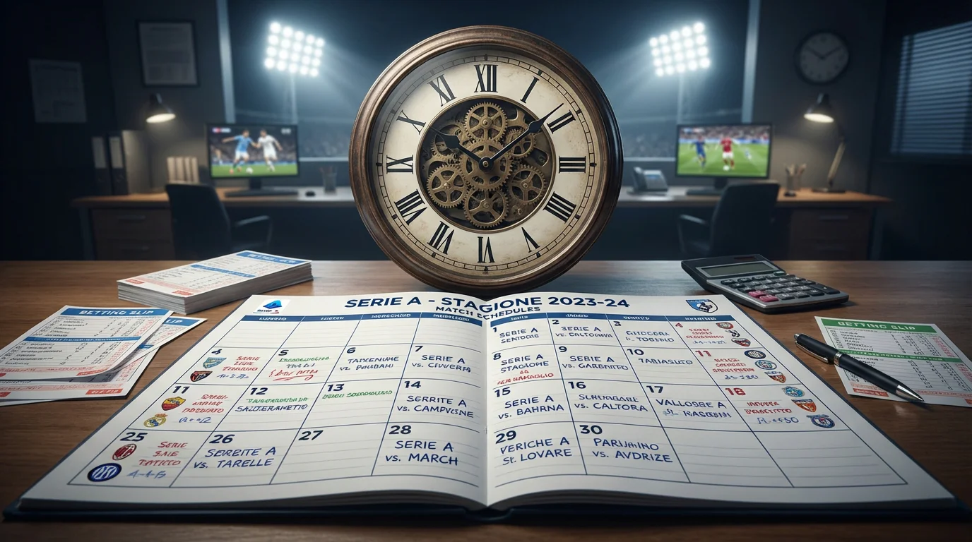 Reloj sobre calendario de partidos de la Serie A italiana